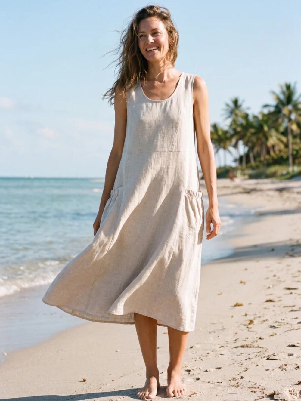 Lintico 100% Linen Swing Beach Tank Dress GIANA Women's Size Large NWT